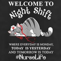 Welcome To Night Shift Where Everyday Is Monday Cat Nurse Cool Comfort Performance Bucket Hat