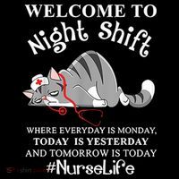 Welcome To Night Shift Where Everyday Is Monday Cat Nurse Button