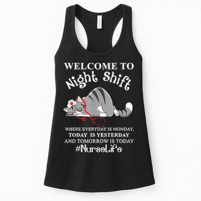 Welcome To Night Shift Where Everyday Is Monday Cat Nurse Womens Tank Top