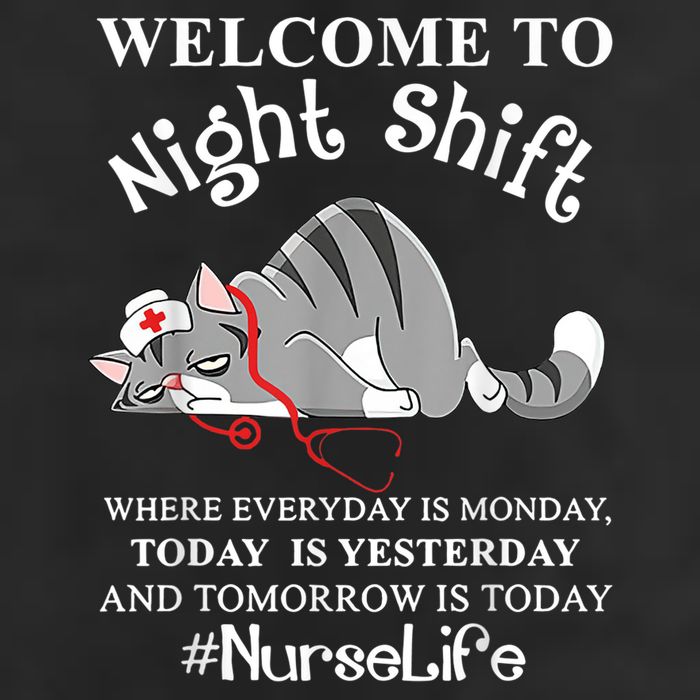 Welcome To Night Shift Where Everyday Is Monday Cat Nurse Golf Towel