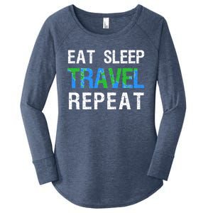 Wanderlust Travel Nomad Travelling Eat Sleep Travel Repeat Gift Women's Perfect Tri Tunic Long Sleeve Shirt