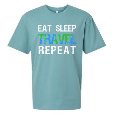 Wanderlust Travel Nomad Travelling Eat Sleep Travel Repeat Gift Sueded Cloud Jersey T-Shirt