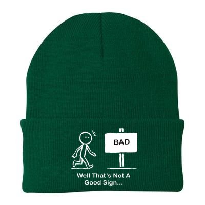 Well Thats Not A Good Sign Funny Stick Figure Knit Cap Winter Beanie