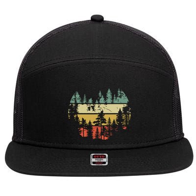 Wildlife Trees Outdoors Nature Retro Forest 7 Panel Mesh Trucker Snapback Hat