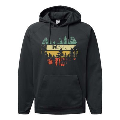 Wildlife Trees Outdoors Nature Retro Forest Performance Fleece Hoodie