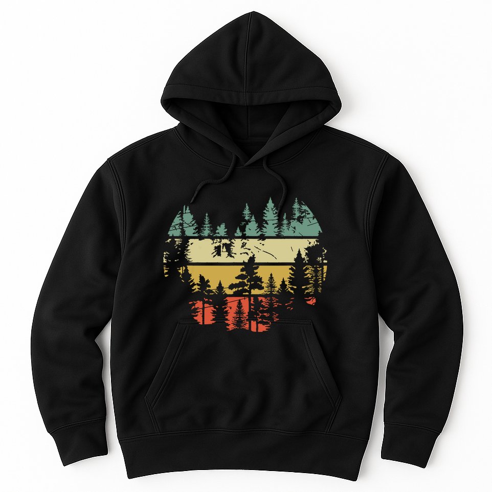 Wildlife Trees Outdoors Nature Retro Forest Hoodie