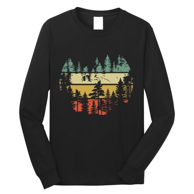 Wildlife Trees Outdoors Nature Retro Forest Long Sleeve Shirt