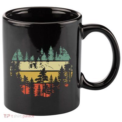 Wildlife Trees Outdoors Nature Retro Forest 11oz C Handle Ceramic Mug