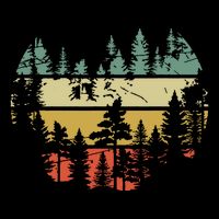 Wildlife Trees Outdoors Nature Retro Forest Drawstring Bag