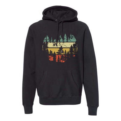 Wildlife Trees Outdoors Nature Retro Forest Premium Hoodie