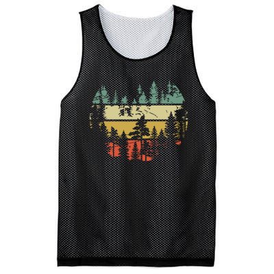 Wildlife Trees Outdoors Nature Retro Forest Mesh Reversible Basketball Jersey Tank