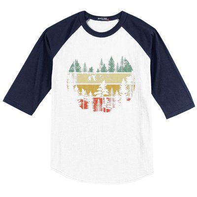 Wildlife Trees Outdoors Nature Retro Forest Baseball Sleeve Shirt