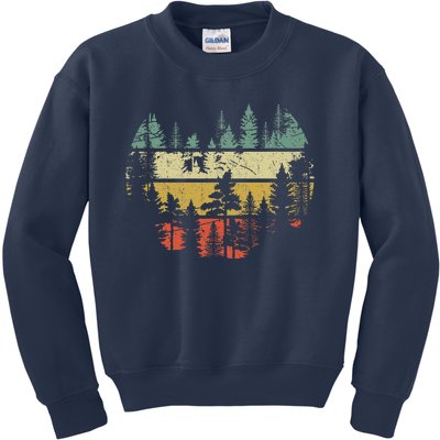 Wildlife Trees Outdoors Nature Retro Forest Kids Sweatshirt