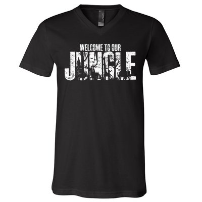 Welcome To Our Jungle Safari And Zoo Camping V-Neck T-Shirt