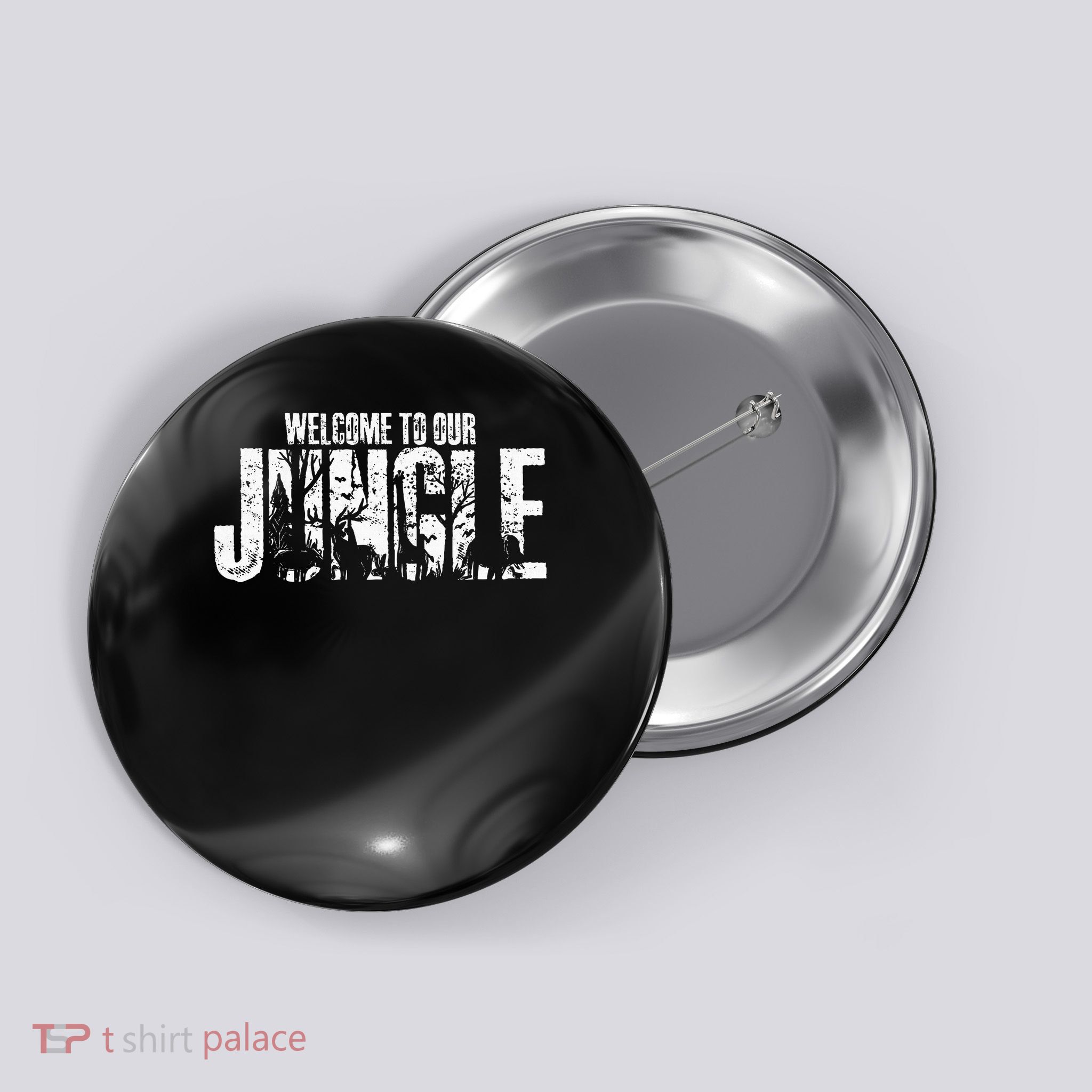 Welcome To Our Jungle Safari And Zoo Camping Button