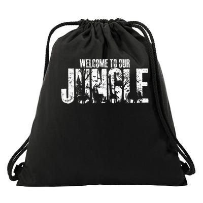 Welcome To Our Jungle Safari And Zoo Camping Drawstring Bag