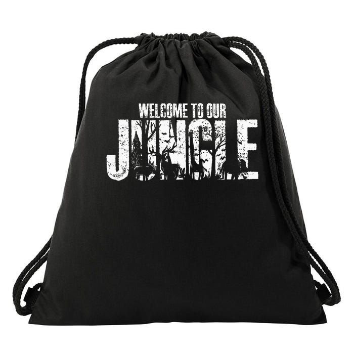 Welcome To Our Jungle Safari And Zoo Camping Drawstring Bag