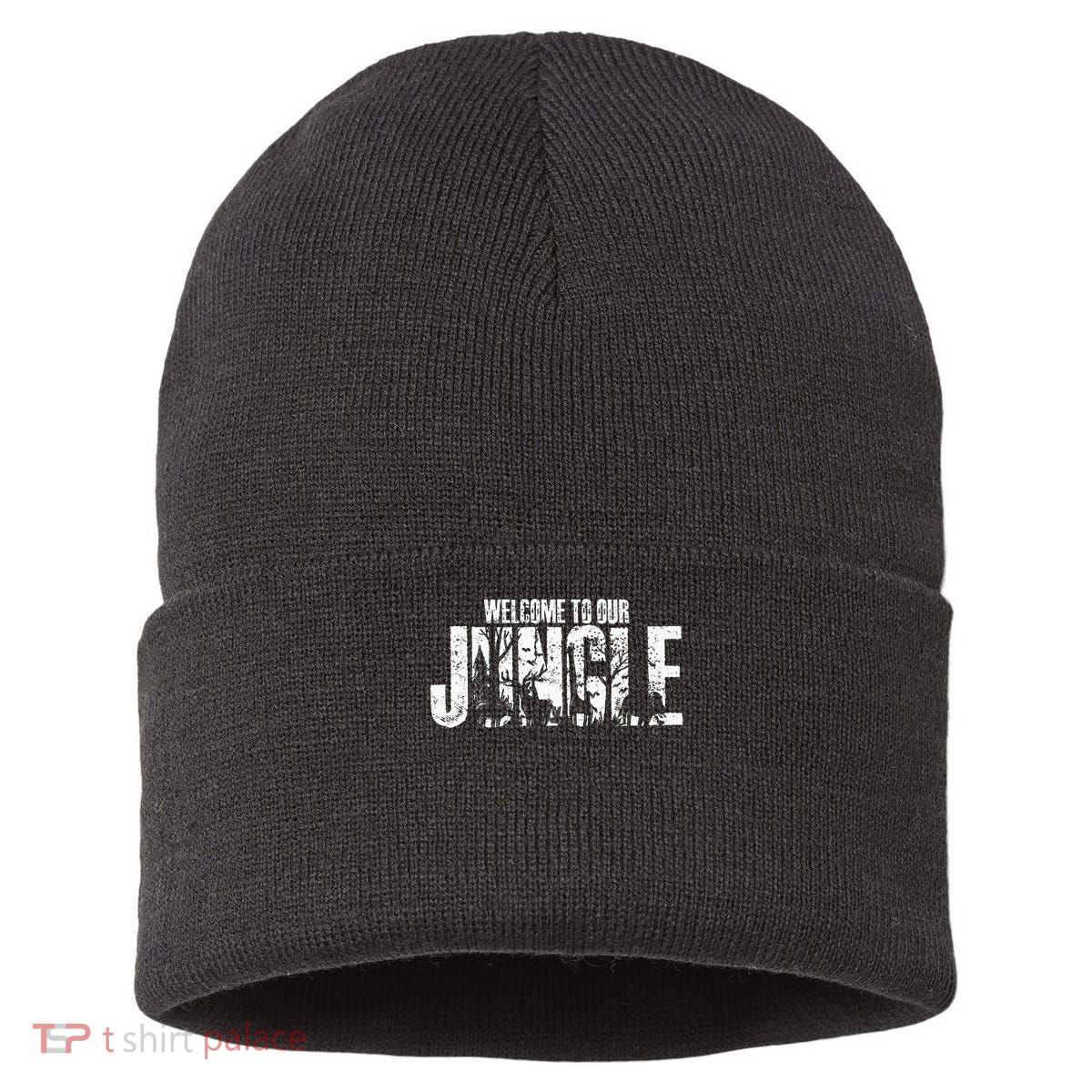 Welcome To Our Jungle Safari And Zoo Camping Sustainable Knit Beanie