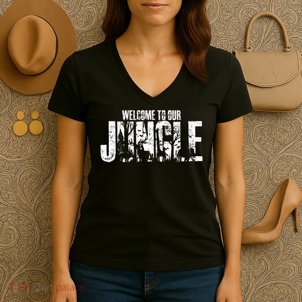 Welcome To Our Jungle Safari And Zoo Camping Women's V-Neck T-Shirt