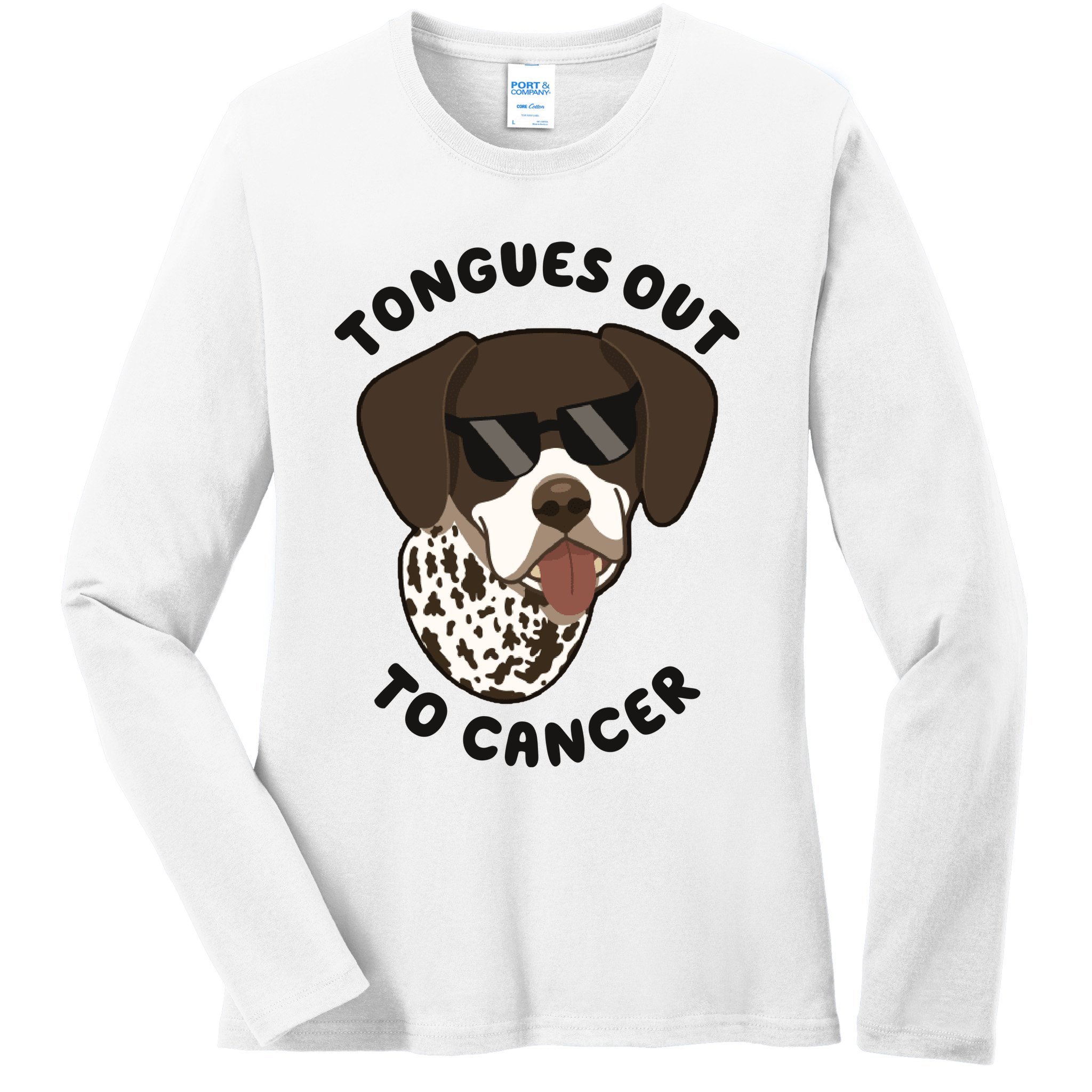 Wyatt Tongues Out To Cancer Ladies Long Sleeve Shirt