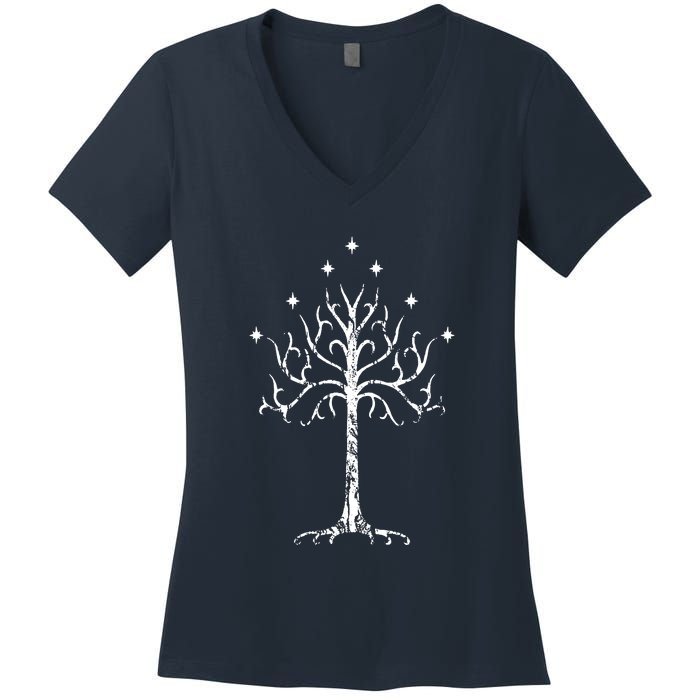 White Tree Of Gondor Tolkien Women's V-Neck T-Shirt