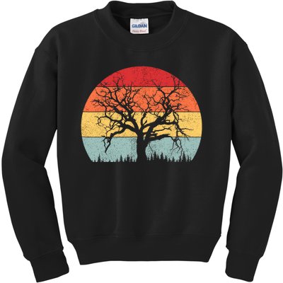 Wildlife Trees Outdoors Nature Retro Forest Camping Kids Sweatshirt