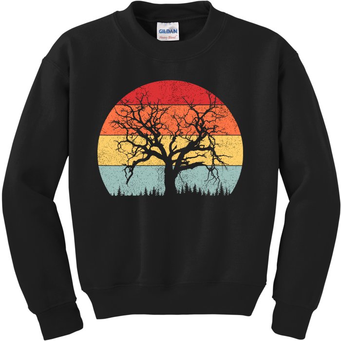 Wildlife Trees Outdoors Nature Retro Forest Camping Kids Sweatshirt