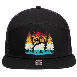 Wildlife Trees Outdoors Nature Animal Bear Forest 7 Panel Mesh Trucker Snapback Hat