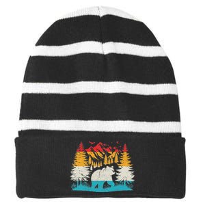 Wildlife Trees Outdoors Nature Animal Bear Forest Striped Beanie with Solid Band