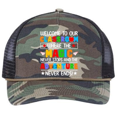 Wecome To Our School Gift Teacher Back To School Retro Rope Trucker Hat Cap