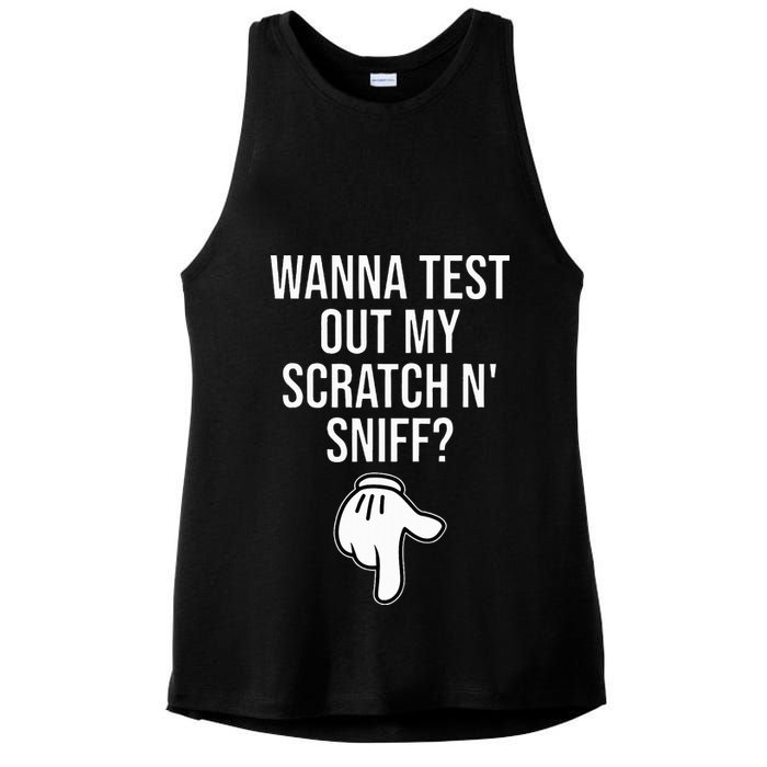 Wanna Test Out My Scratch N Sniff Funny Embarrassing Ladies PosiCharge Tri-Blend Wicking Tank