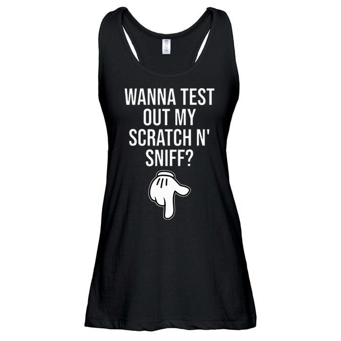 Wanna Test Out My Scratch N Sniff Funny Embarrassing Ladies Essential Flowy Tank