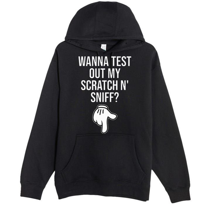 Wanna Test Out My Scratch N Sniff Funny Embarrassing Premium Pullover Hoodie
