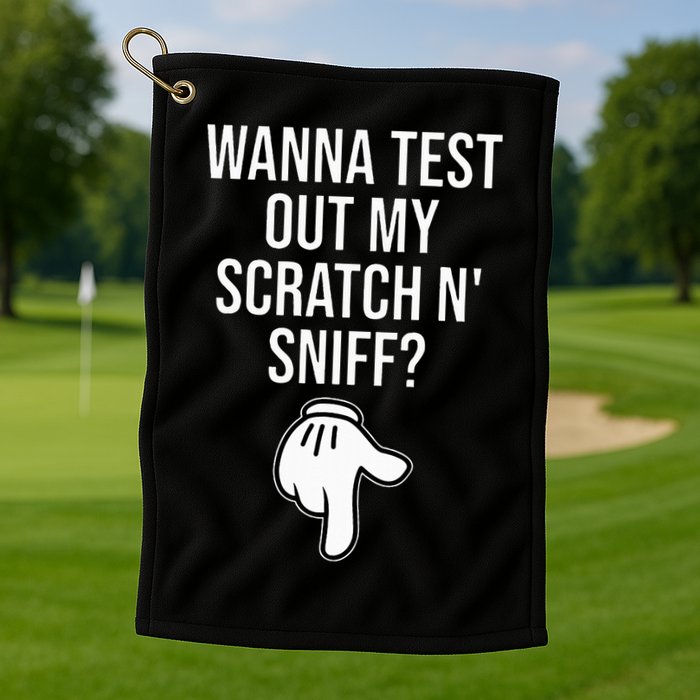 Wanna Test Out My Scratch N Sniff Funny Embarrassing Golf Towel