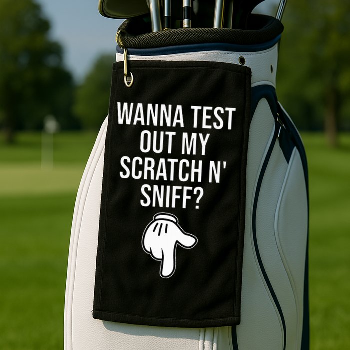 Wanna Test Out My Scratch N Sniff Funny Embarrassing Golf Towel