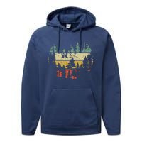 Wildlife Trees Outdoors Nature Retro Forest Performance Fleece Hoodie