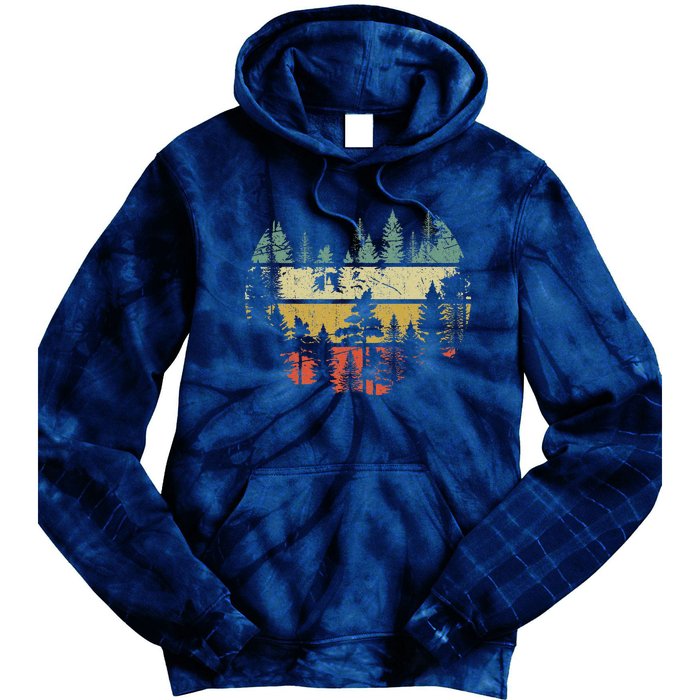 Wildlife Trees Outdoors Nature Retro Forest Tie Dye Hoodie