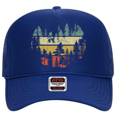 Wildlife Trees Outdoors Nature Retro Forest High Crown Mesh Back Trucker Hat