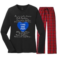 Wo Type One Mom Awareness Type 1 Diabetes Women's Long Sleeve Flannel Pajama Set 