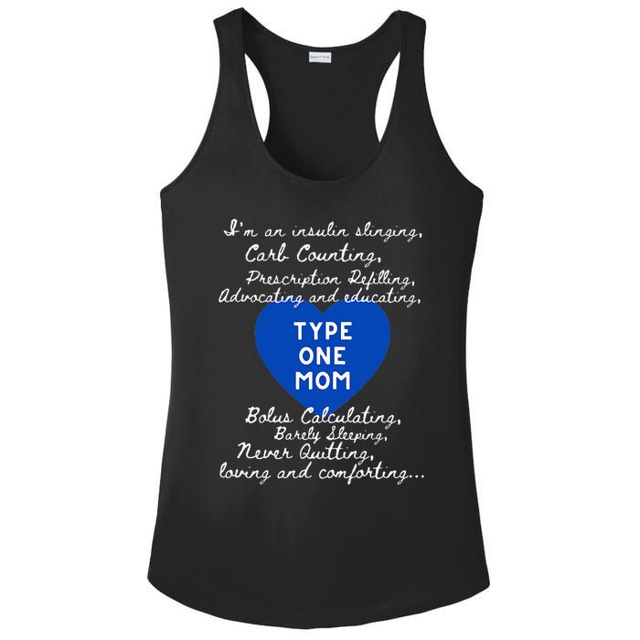 Wo Type One Mom Awareness Type 1 Diabetes Ladies PosiCharge Competitor Racerback Tank