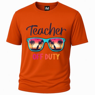 Womens Teacher Off Duty Happy Last Day Of School Teacher Summer Cooling Performance Crew T-Shirt