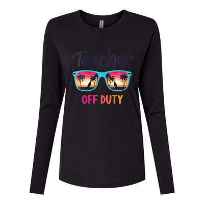 Womens Teacher Off Duty Happy Last Day Of School Teacher Summer Womens Cotton Relaxed Long Sleeve T-Shirt