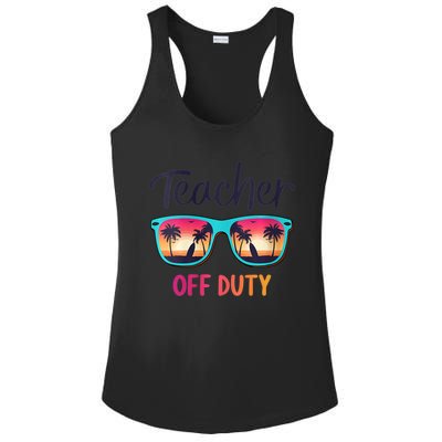 Womens Teacher Off Duty Happy Last Day Of School Teacher Summer Ladies PosiCharge Competitor Racerback Tank