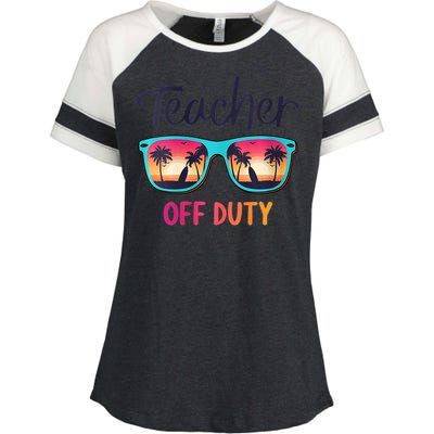 Womens Teacher Off Duty Happy Last Day Of School Teacher Summer Enza Ladies Jersey Colorblock Tee