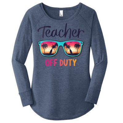 Womens Teacher Off Duty Happy Last Day Of School Teacher Summer Women's Perfect Tri Tunic Long Sleeve Shirt