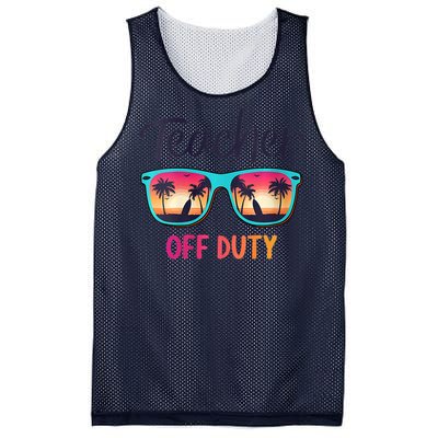 Womens Teacher Off Duty Happy Last Day Of School Teacher Summer Mesh Reversible Basketball Jersey Tank