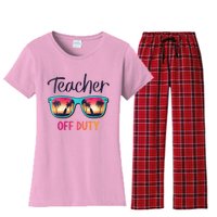 Womens Teacher Off Duty Happy Last Day Of School Teacher Summer Women's Flannel Pajama Set