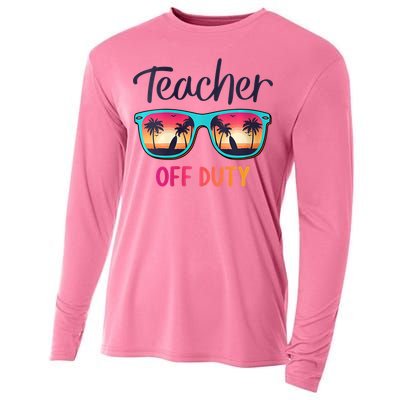 Womens Teacher Off Duty Happy Last Day Of School Teacher Summer Cooling Performance Long Sleeve Crew