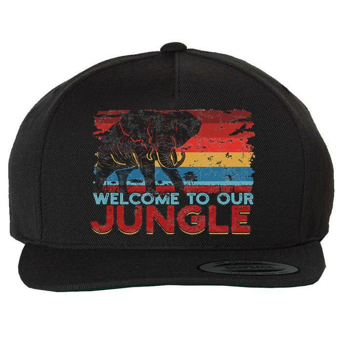 Welcome To Our Jungle Adventure Wool Snapback Cap