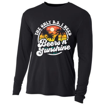 Wo The Only Bs I Need Is Beers And Sunshine Retro Beach Cool Gift Cooling Performance Long Sleeve Crew